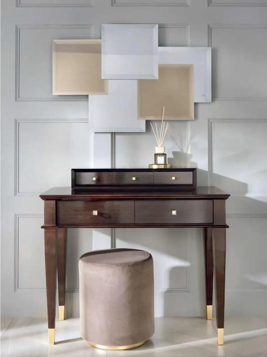 Dressing table stool console table luxury brown bedroom 2pcs