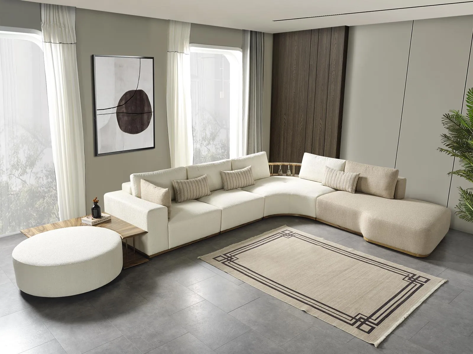 White modern corner sofa L-shaped couch sofa living room furniture