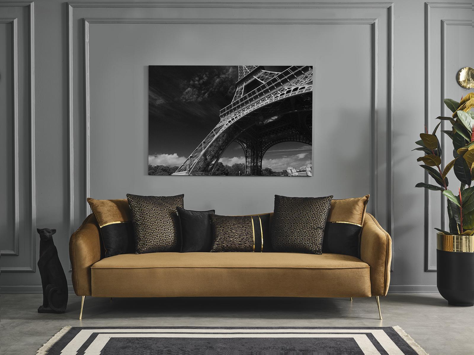 Chesterfield Sofa 4 Seater Sofas Fabric Polyester Yellow New