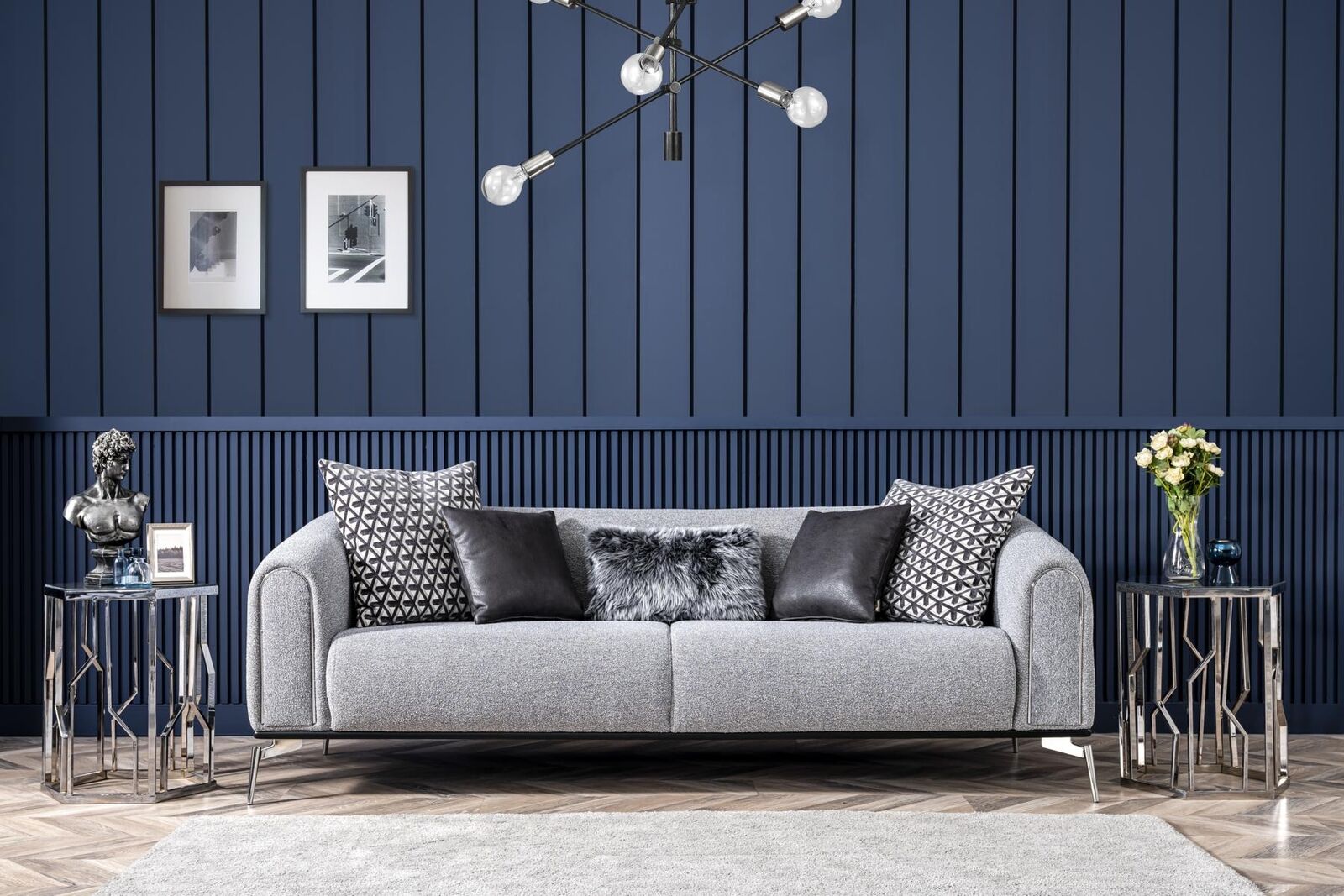 Three seater sofa 3 seater sofas seat fabric grey living room modern luxury