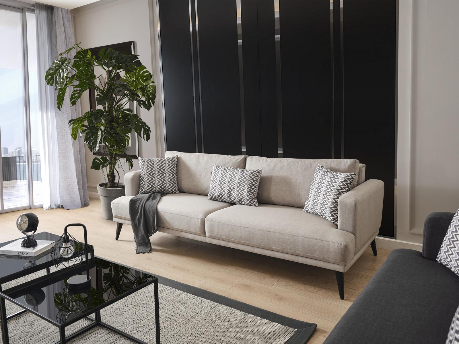 Sofa 3 seater three seater sofas fabric beige living room modern design