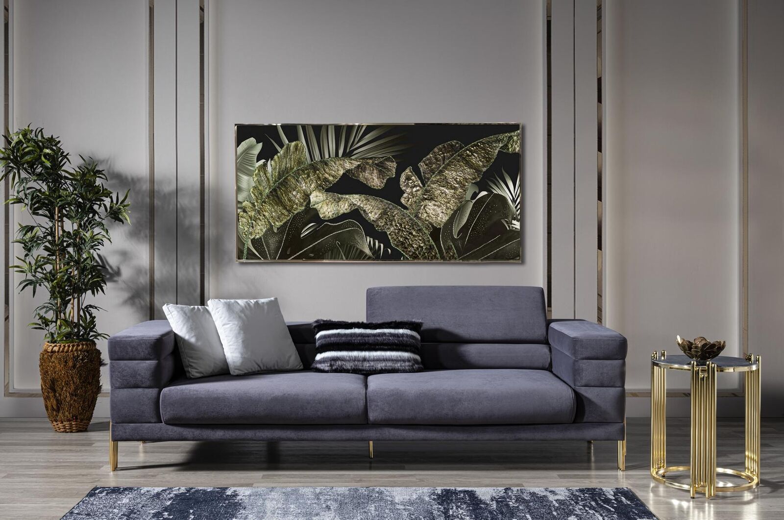 Three seater sofa 3 seater sofas fabric grey living room luxury modern seat