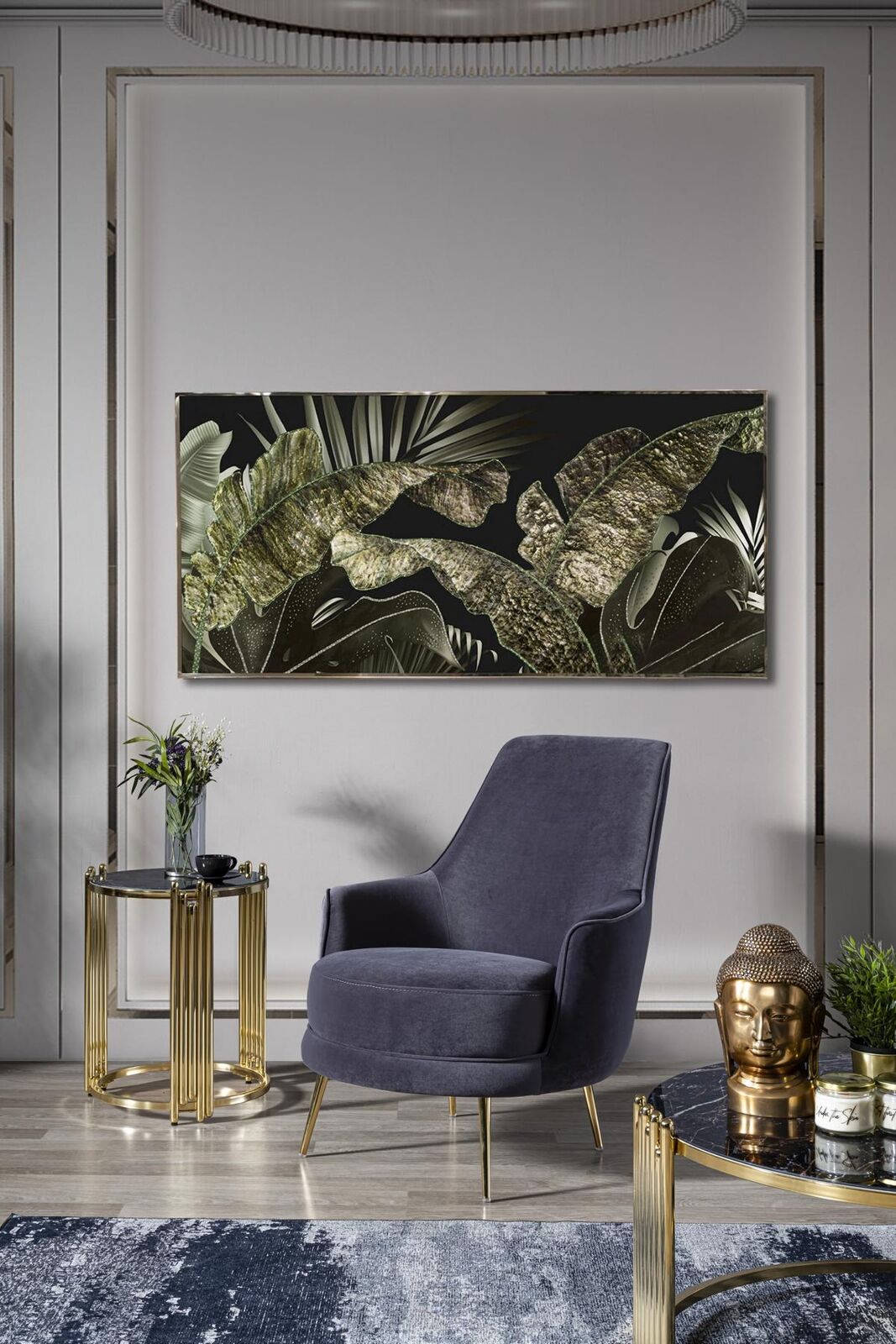 Armchair wing chair cocktail armchair fabric living room polyester grey seat