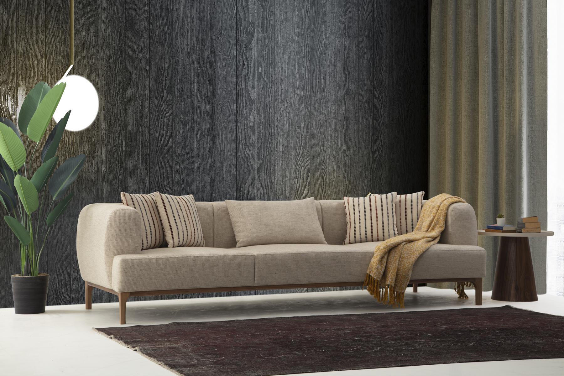 Three Seater Sofa 3 Seater Sofas Beige Fabric Modern Living Room Luxury