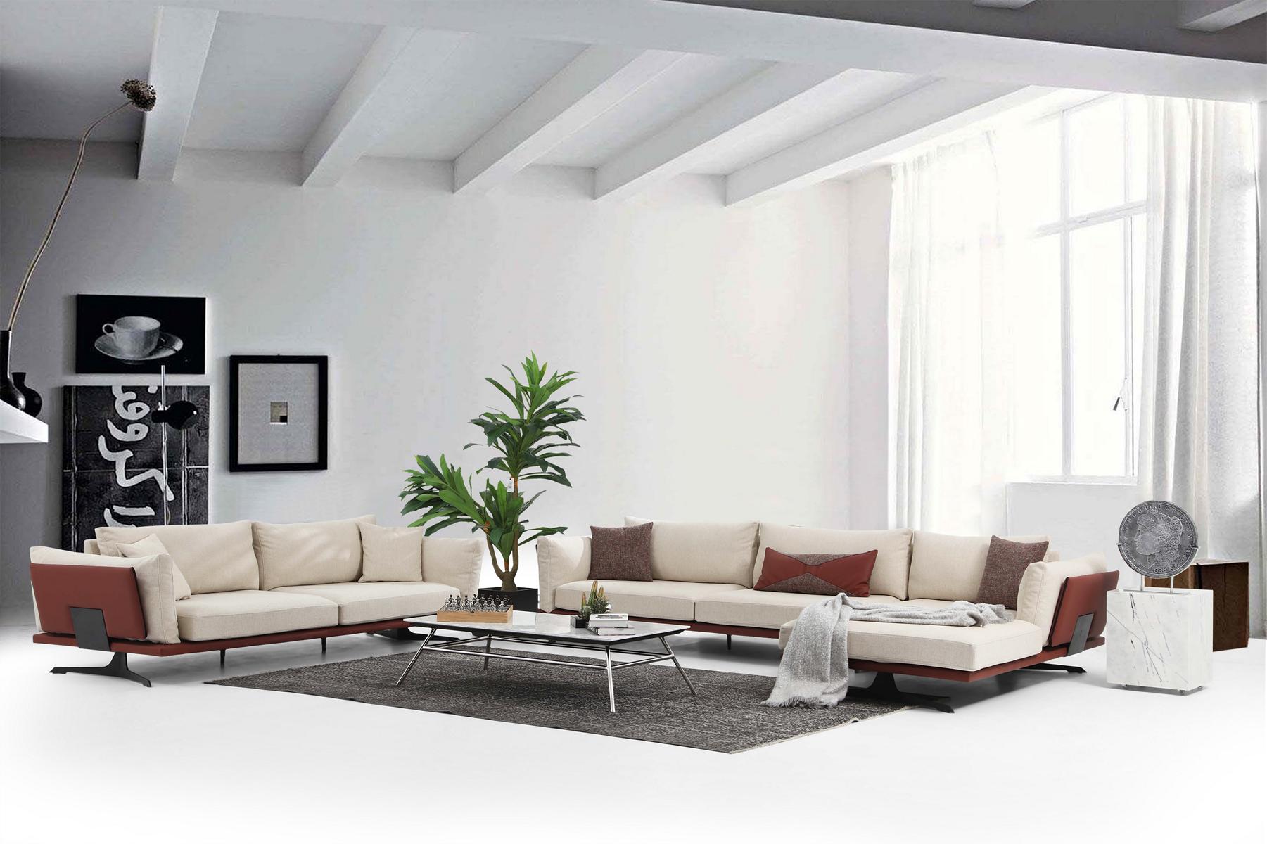 Sofa Set Corner Sofa L-Shape 3 Seater Beige Modern Fabric Sofa Set Corner