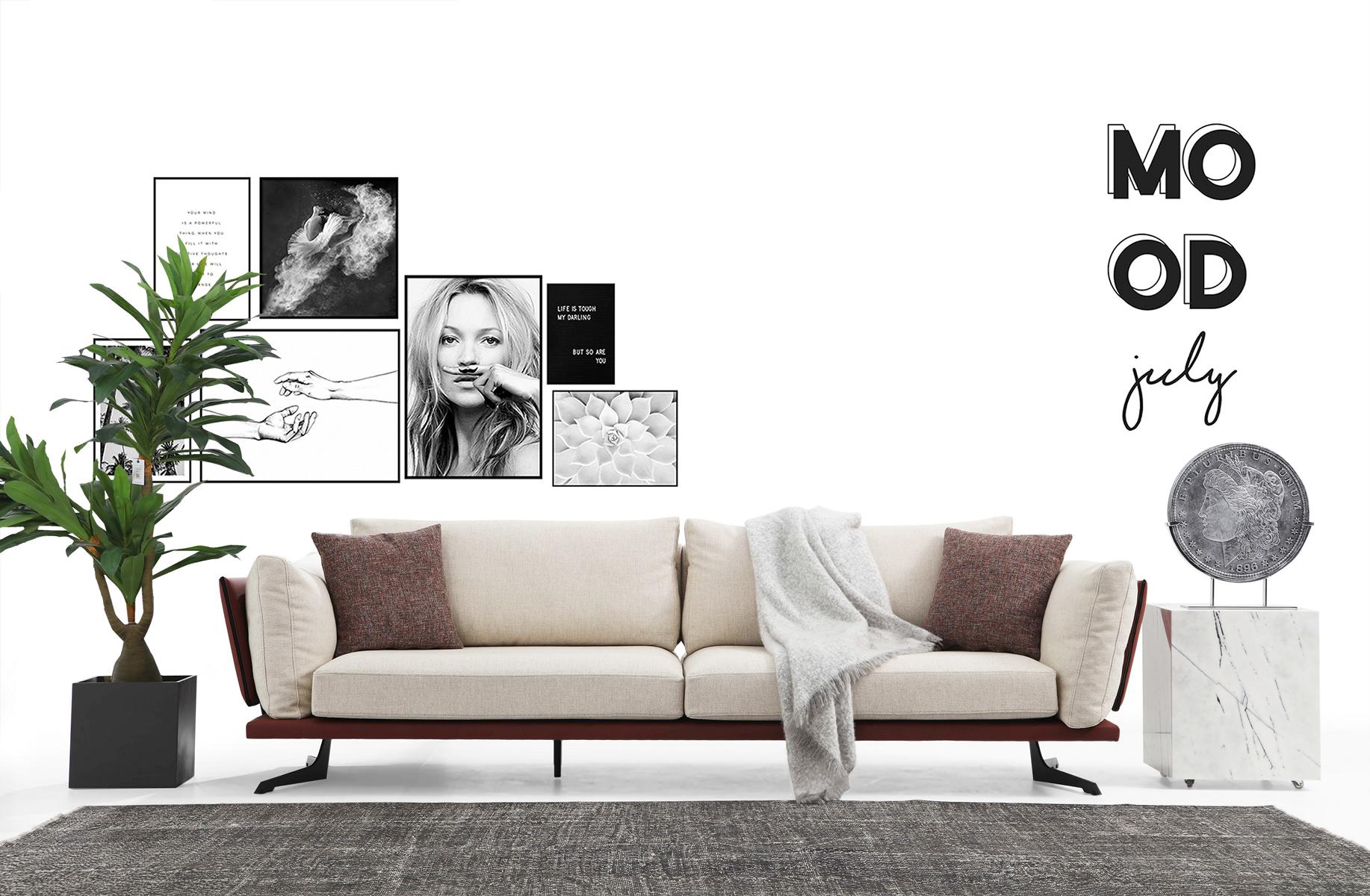 Three Seater Sofa 3 Seater Fabric Beige Modern Design Living Room Luxury