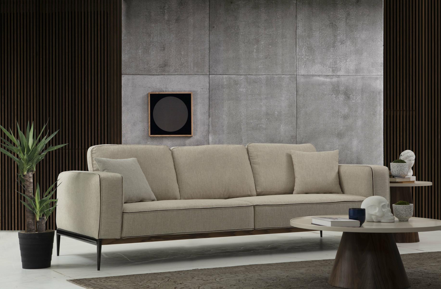 Sofa Three Seater 3 Seater Fabric Modern Sofas Design Living Room Beige