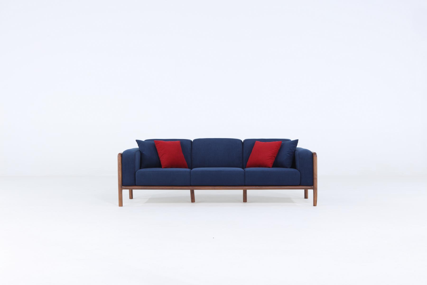 Sofa 3 Seater Three Seater Modern Fabric Blue Sofas Design Living Room