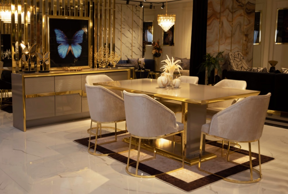 Luxury dining table and 6 2025 chairs