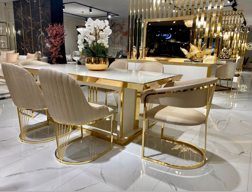 Gold dining room set deals