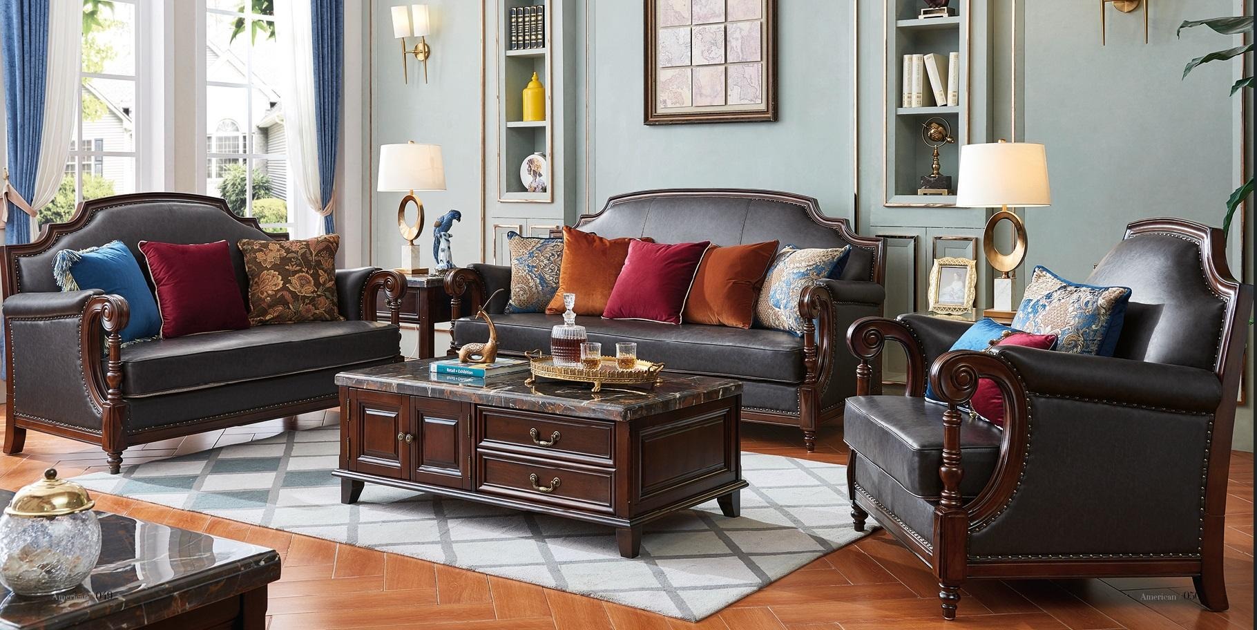 Luxury furniture sofa set couch sofa 3 2 1 seater living room wood 3pcs.