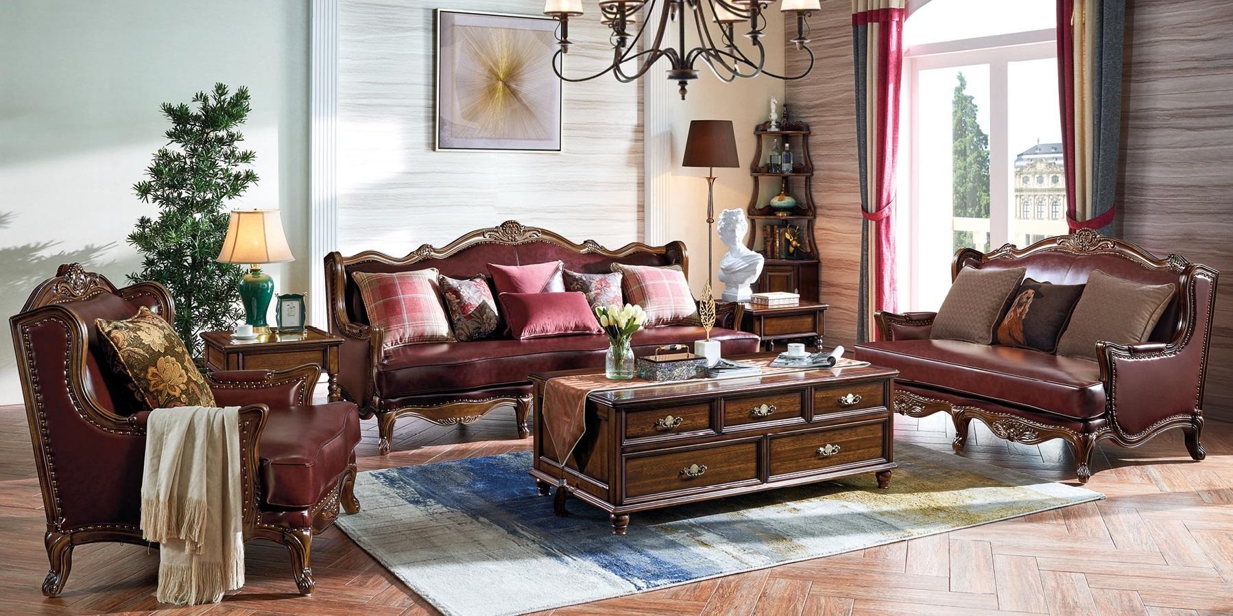 Sofa set 3+2+1 seater sofa seat set colonial furniture brown