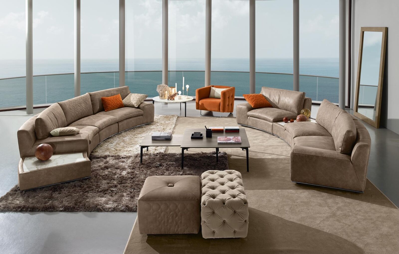 Luxurious ambience round sofas and corner sofa jvfurniture