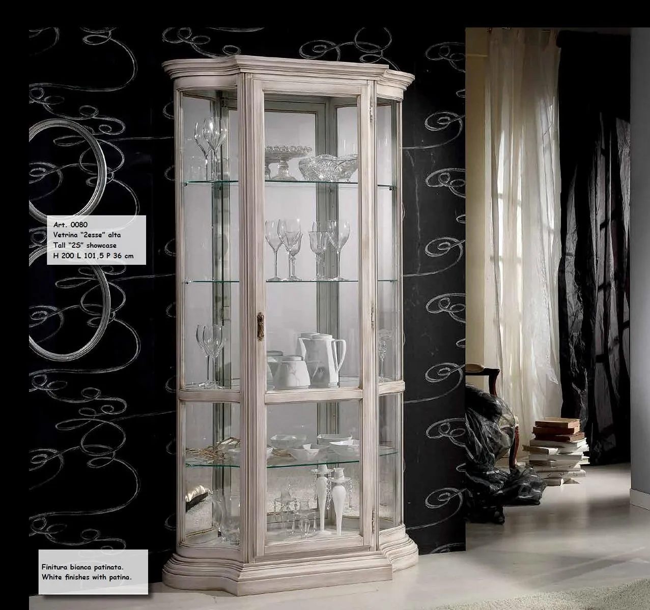 Display cabinet glass cabinet white luxury Italian furniture living room