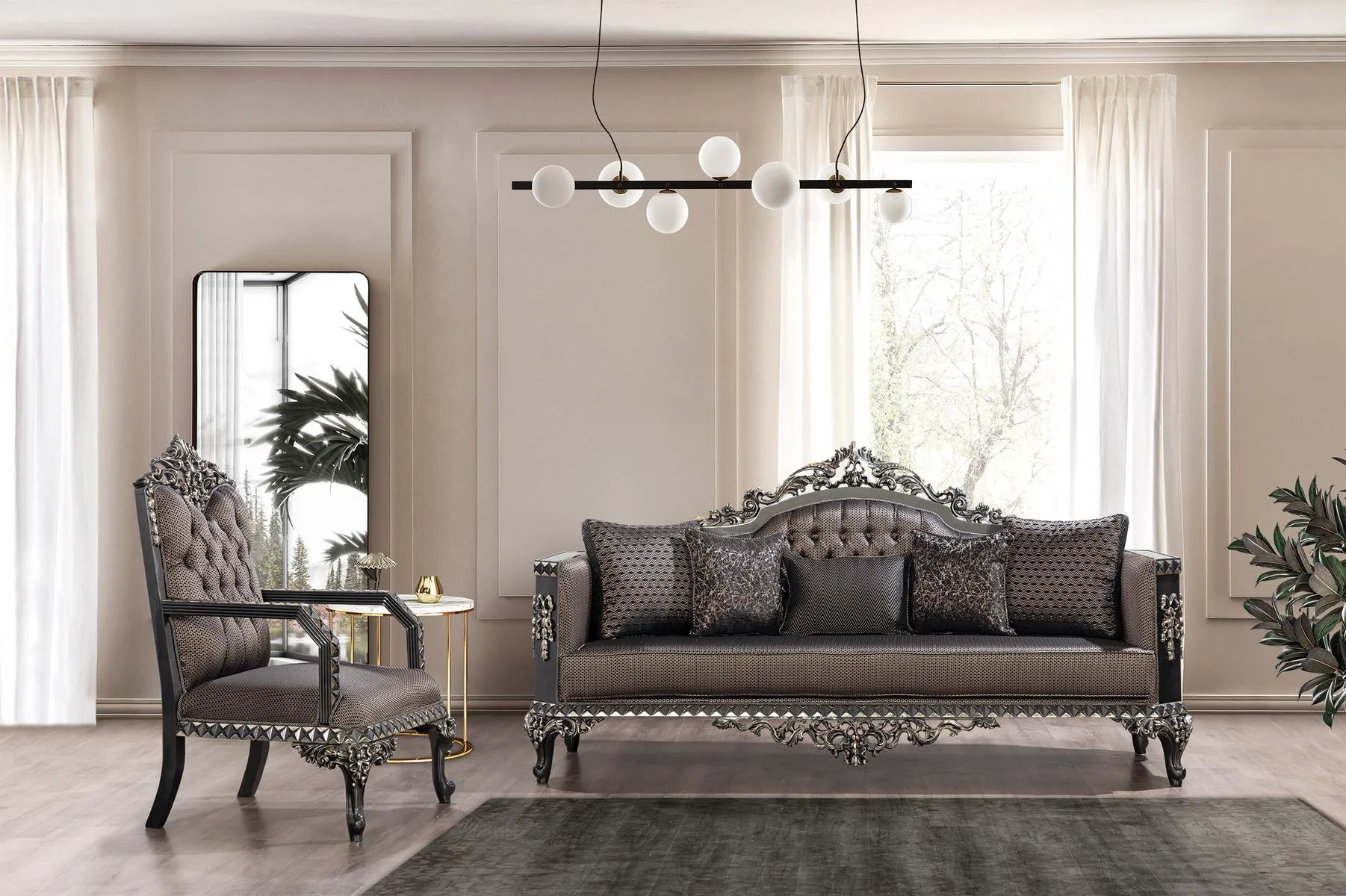 Luxury Chesterfield sofa set 3+1 seater classic sofa baroque