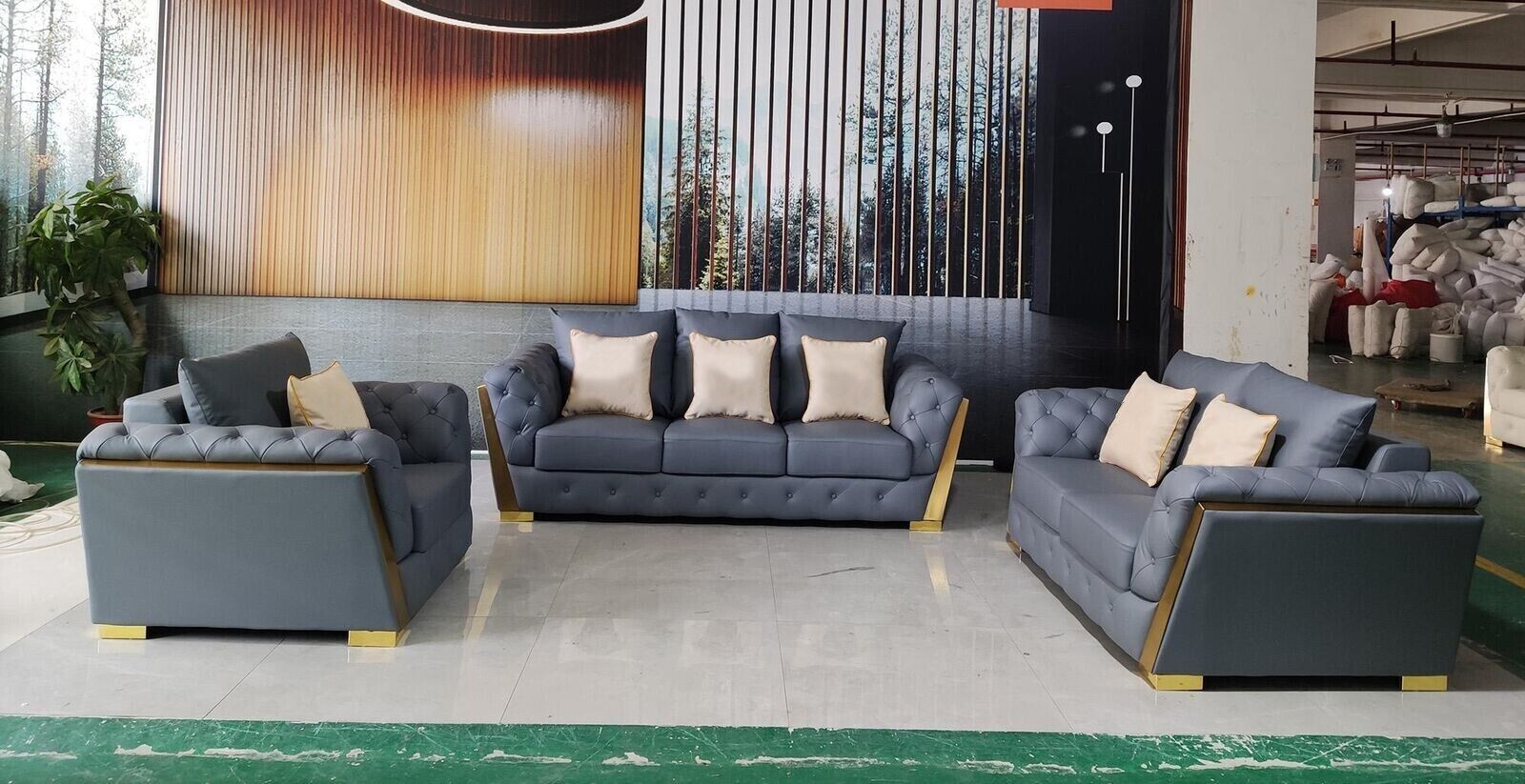Sofa set Chesterfield couch set 3+2+1 fabric sofa couch 3-piece furniture