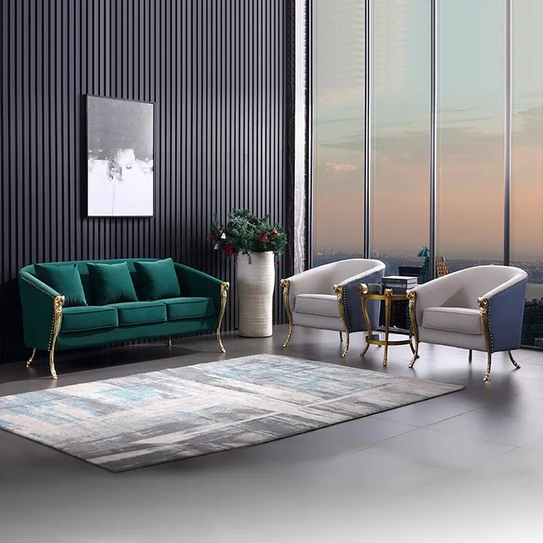 Luxury sofa set 3+1+1 seater green seating living room furniture