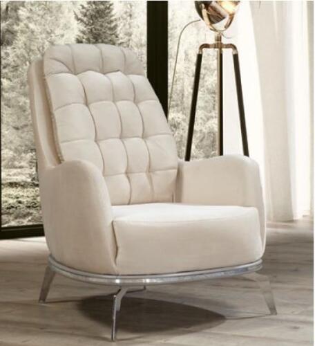 White Modern Armchair Lounge Furniture Designer Reclining Sofa Upholstery New Seat