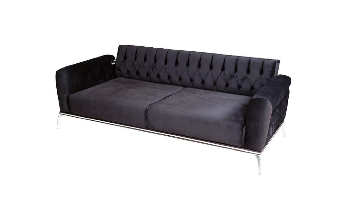 Designer Black 3 Seater Luxury Chesterfield Fabric Sofa Modern Couch