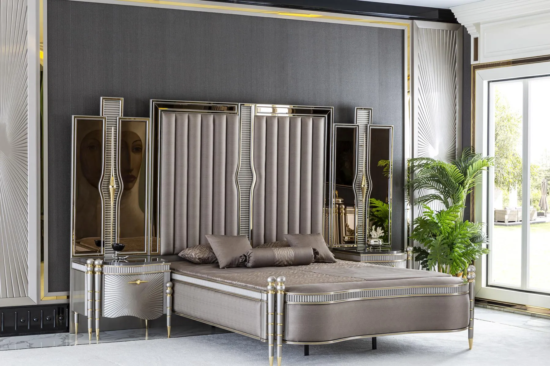 Bed Gray Beautiful Upholstery Design Luxury Double Bedroom Beds