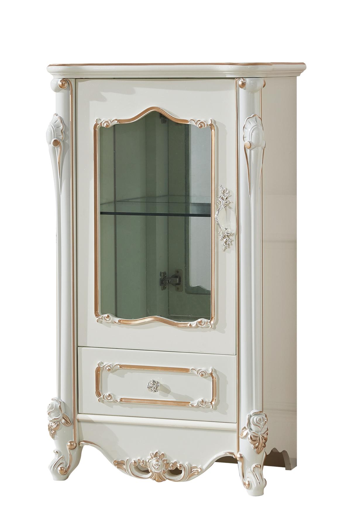 Showcase White Luxury Living Room Furniture Wood Glass Design Cabinet Classic