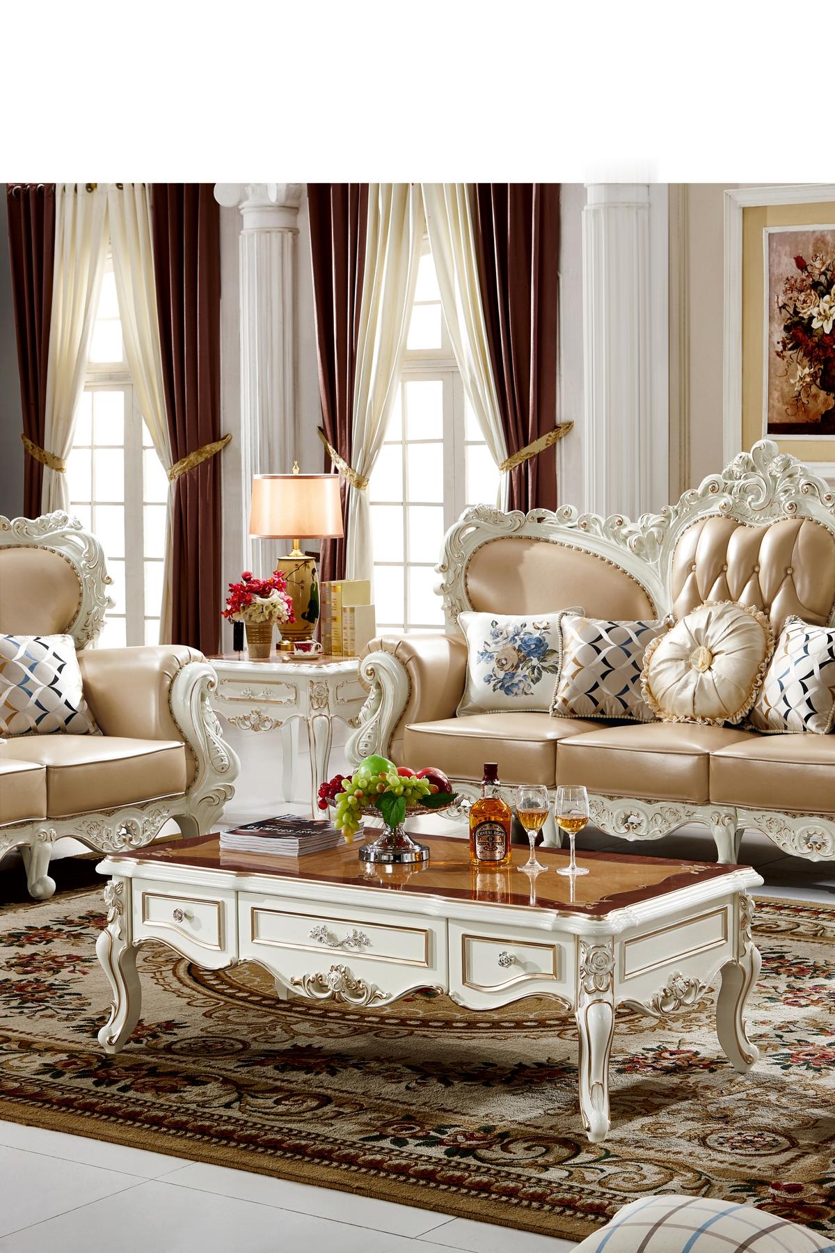 Coffee Table White Luxury Elegant Living Room Design Tables Classic Furniture