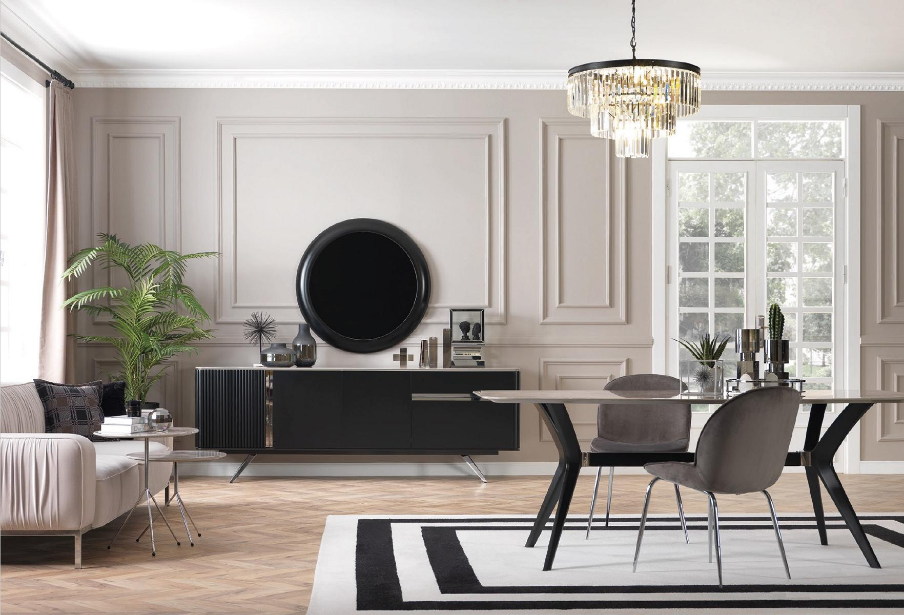 Luxury Loft Design Dining Room Set Furniture Table Dresser 4x Chairs