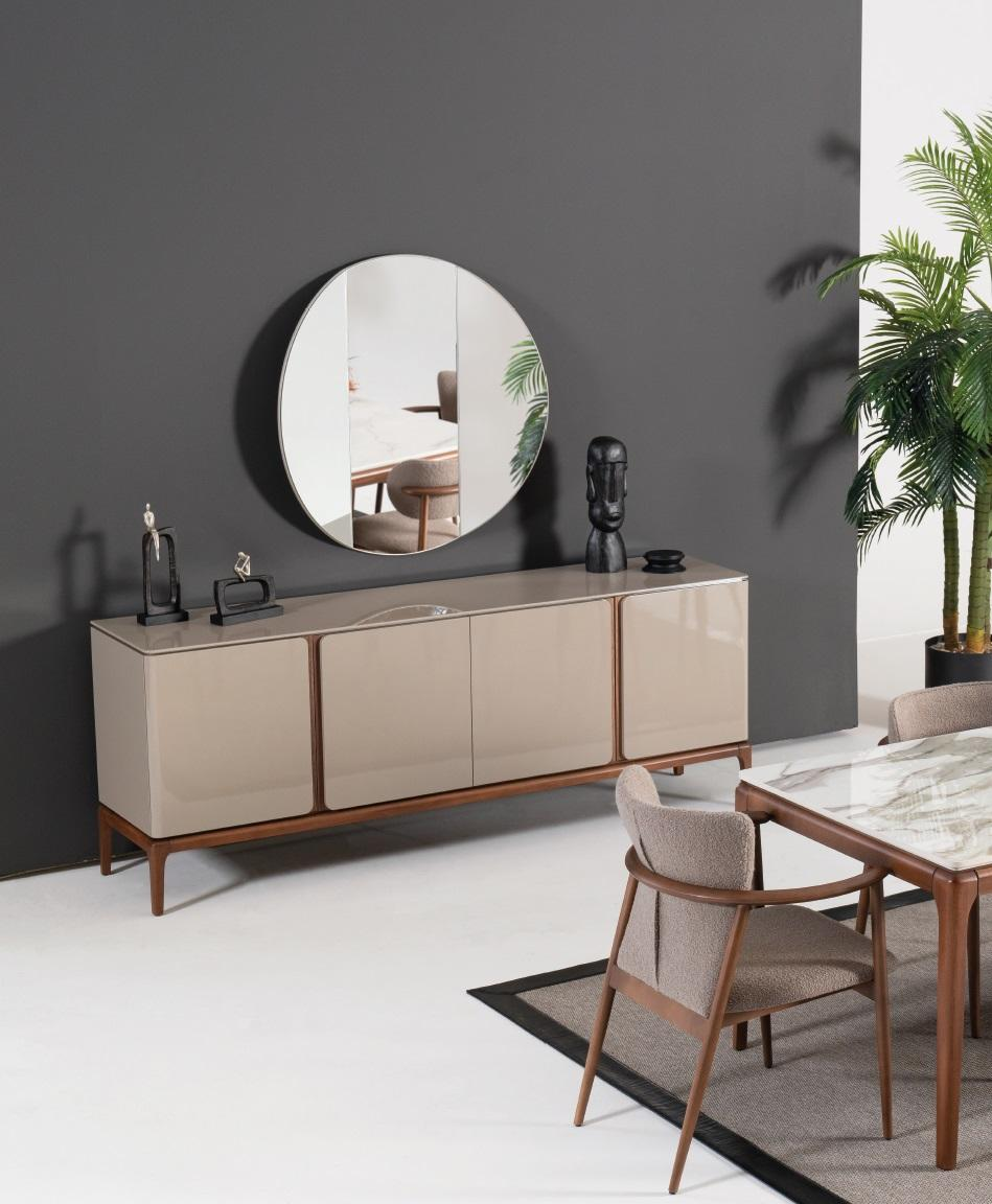 Living Room Sideboard with Mirror Set Dining Wood Modern Style