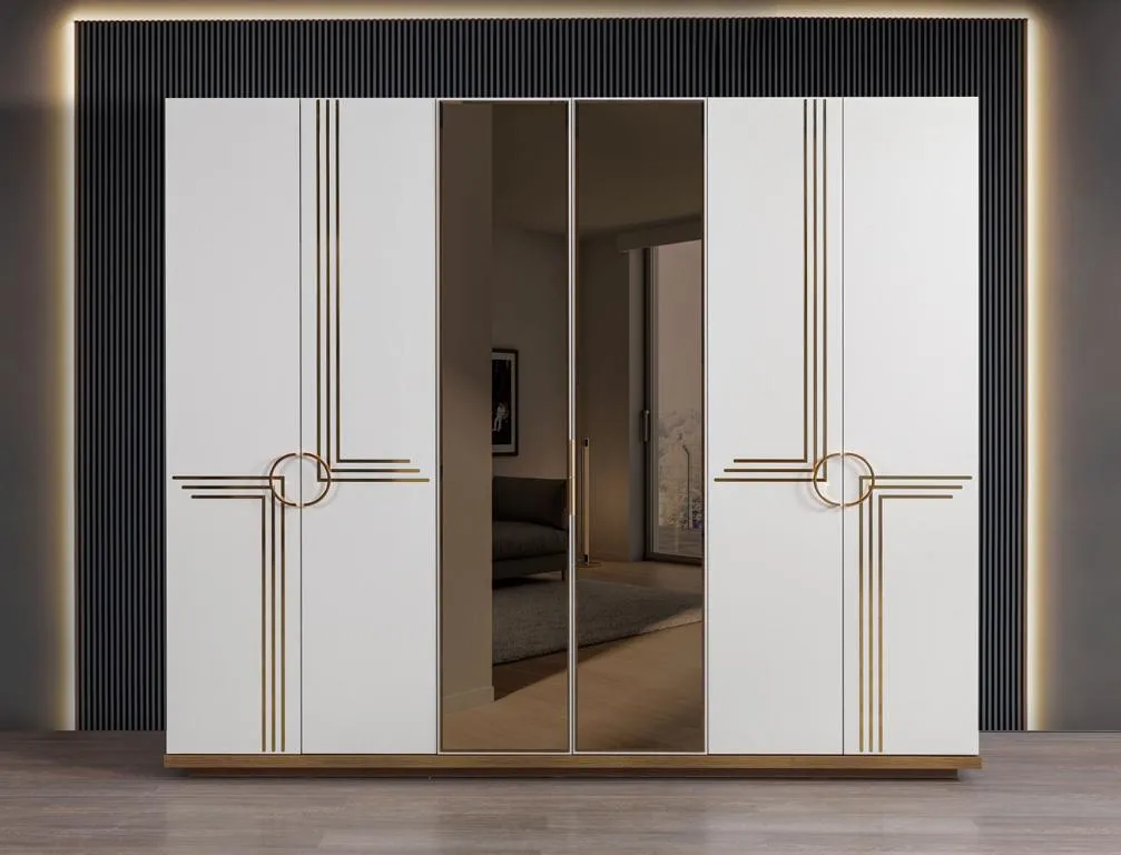 Bedroom closet wood luxury modern design white wardrobe