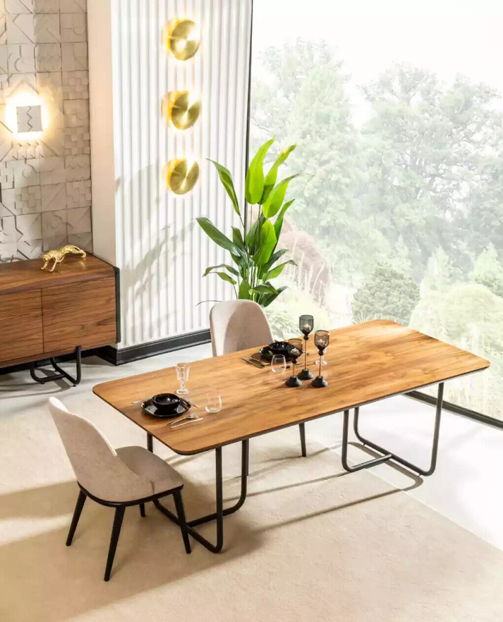 Design dining table 4x chairs dining room set dining sets wood 5pcs