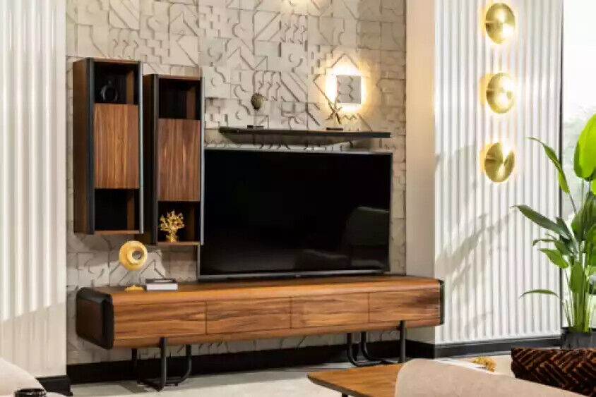 Wall unit living room set lowboard wall shelf TV table 4 pcs. set new