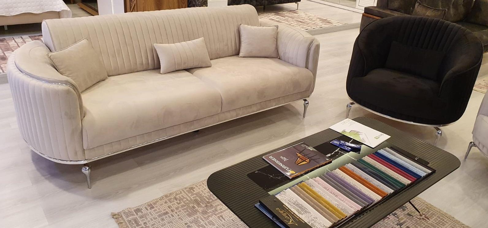 Sofa Set 3+1 Seater Set Modern Design Sofas Upholstery Couches Textile Luxury