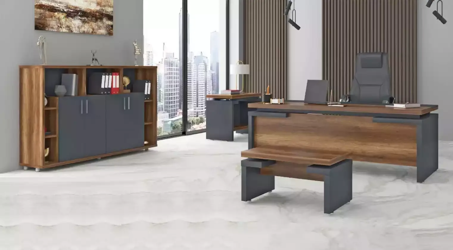 Office set study furniture complete set desk filing cabinet