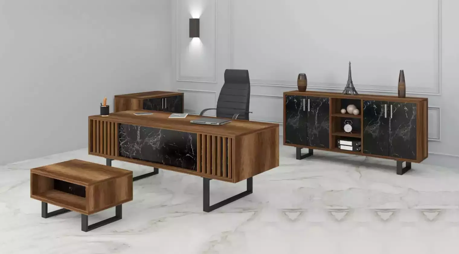 Desk office set furnishings with marble table office cabinet 4pcs.