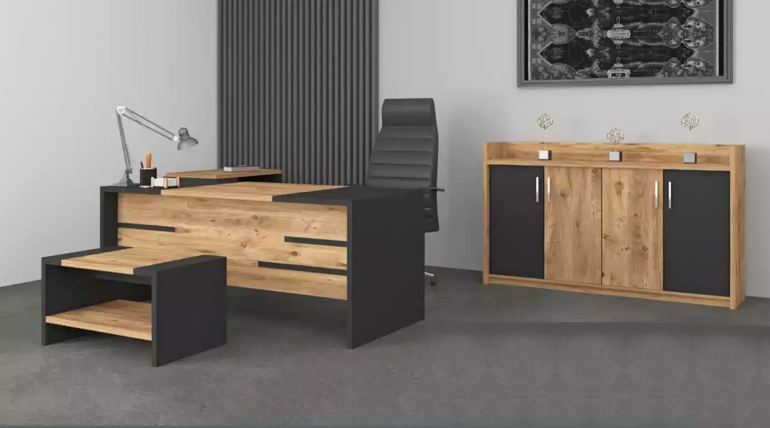 Office Furniture Set Office Set Desk Cabinet Style Modern New 4pcs.