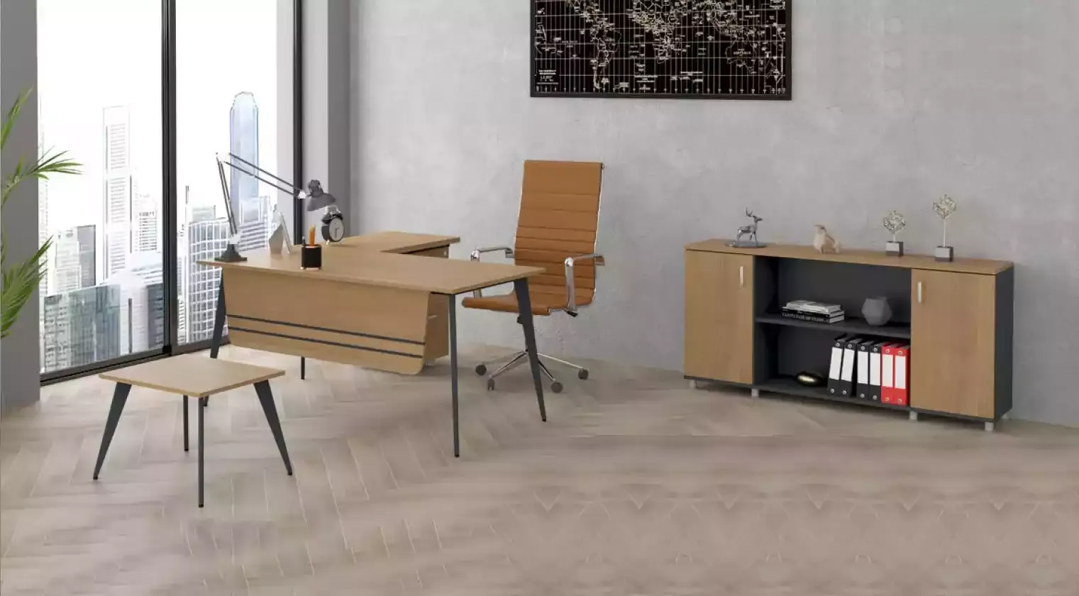 Office set set corner desk cabinet study complete 3pcs.