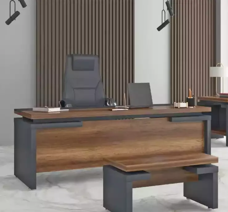 Brown Gray Desk 220x90cm Luxury Table Executive Desk Office