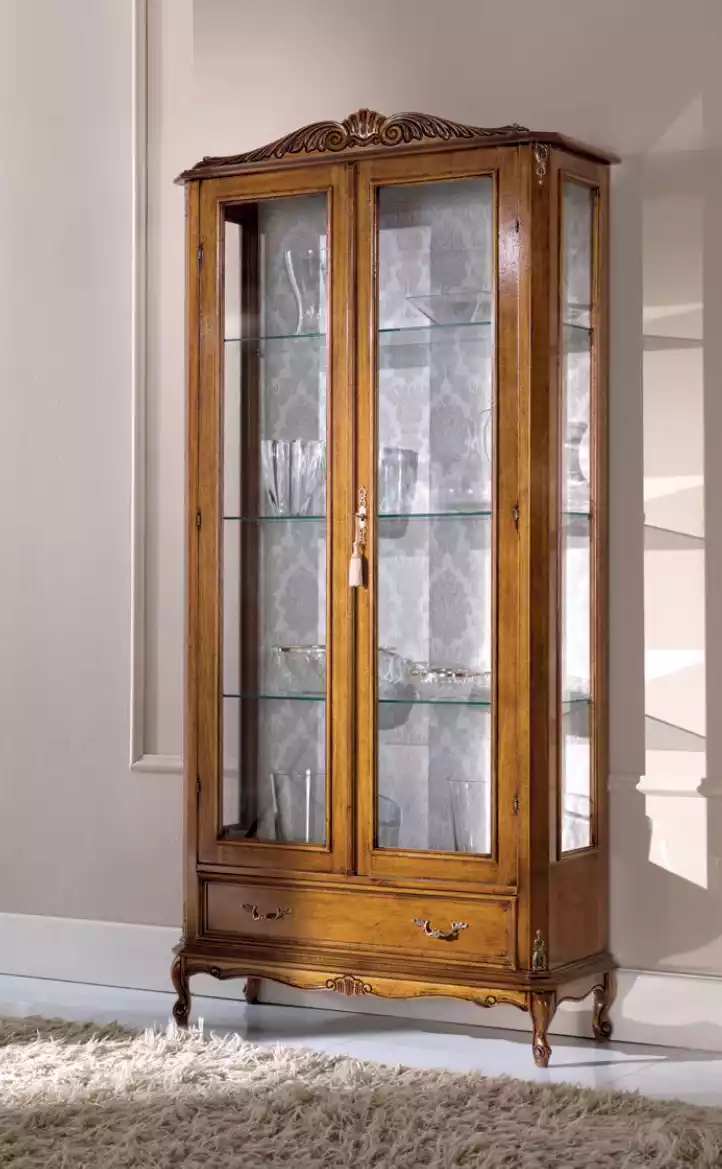 Luxury Glass Display Cabinets Brown Wood Classic Furniture Display Cabinet Cabinet