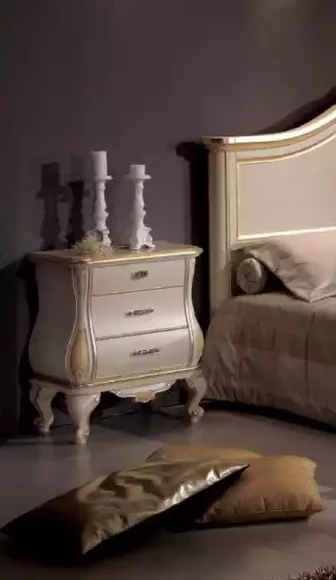 Bedside Table in White Wood in the Bedroom Classic Furniture