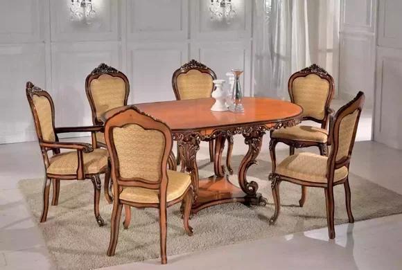 Set dining table 4x chairs 2x armchairs dining table group wooden tables