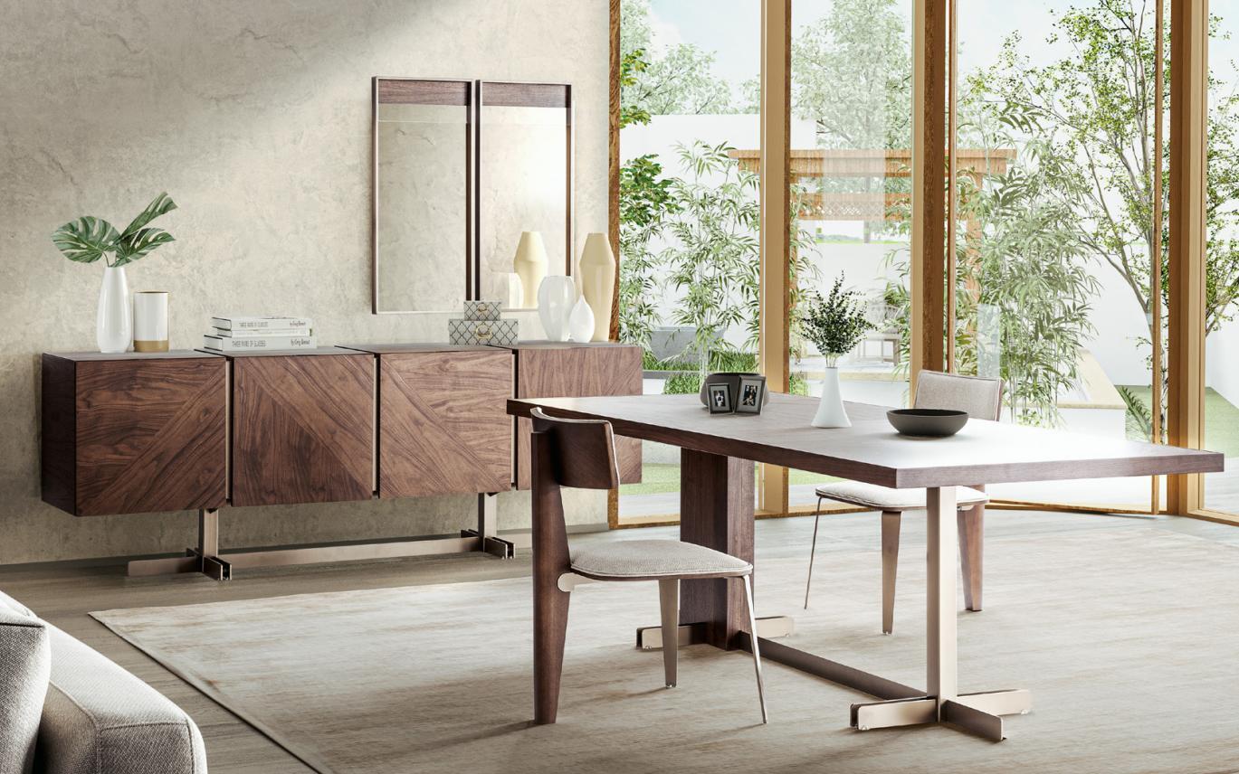 Brown dining table Designer tables Table + 4x armchair furniture 5pc set