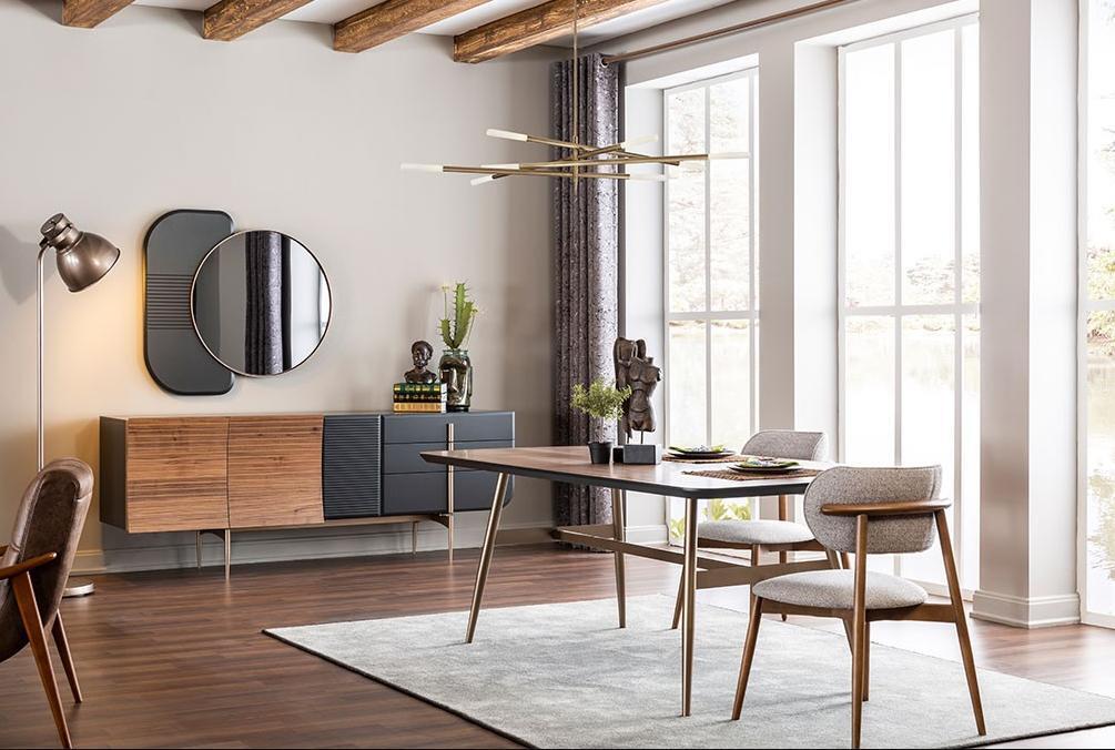 Designer brown dining table Tables + 4x armchair furniture 5pc set