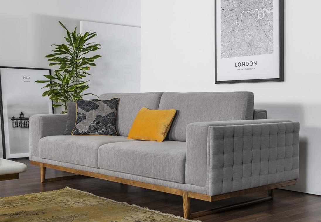 Three Seater Sofa 3 Seater Fabric Sofas Modern Grey Fabric Couch New