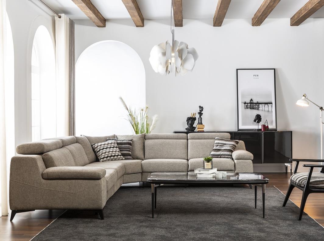 Modern corner sofa taupe L-shaped sofa living room furniture corner sofa luxury new