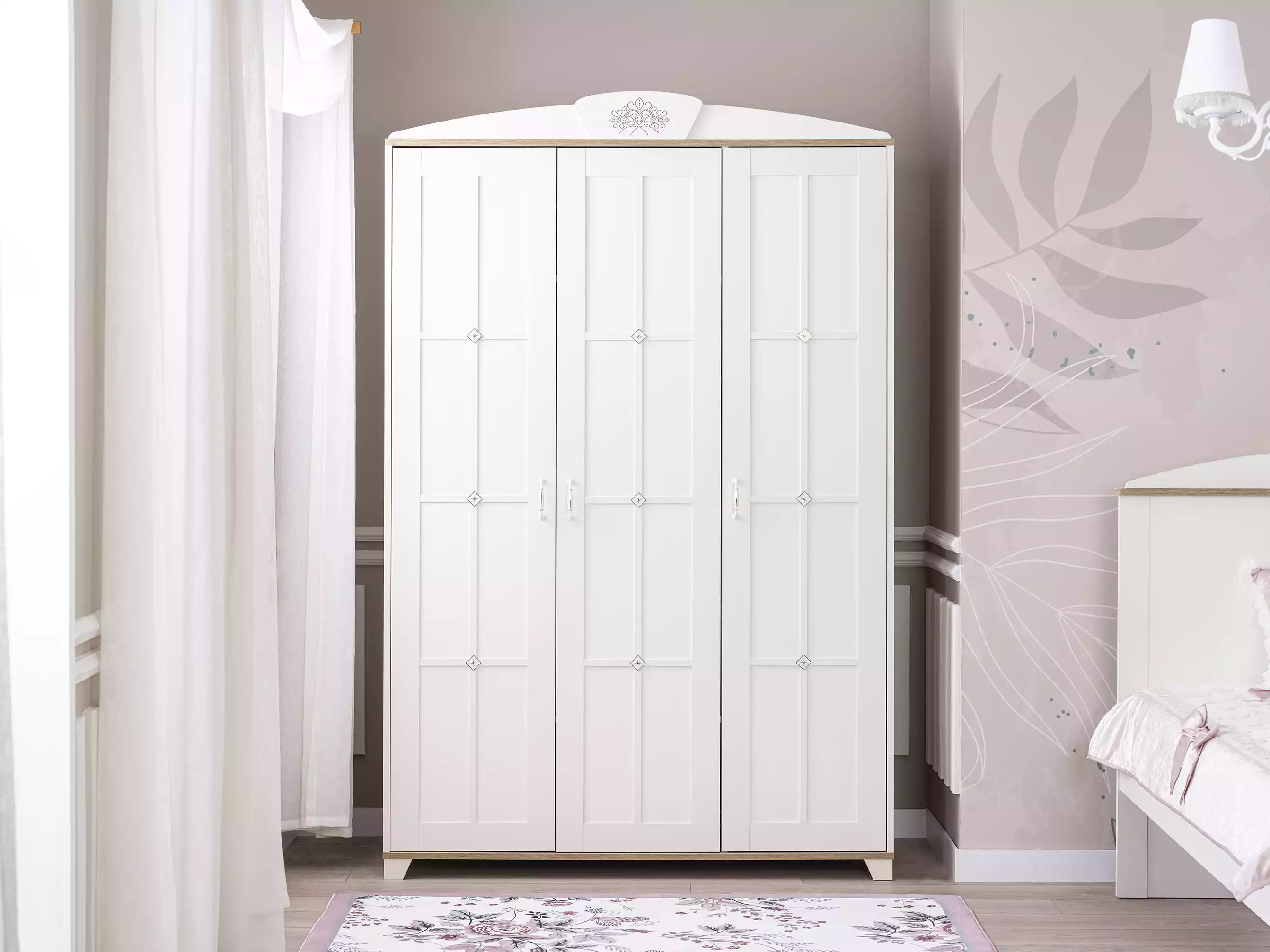 Design closet closet wooden wardrobe furniture wood luxury white 3 door
