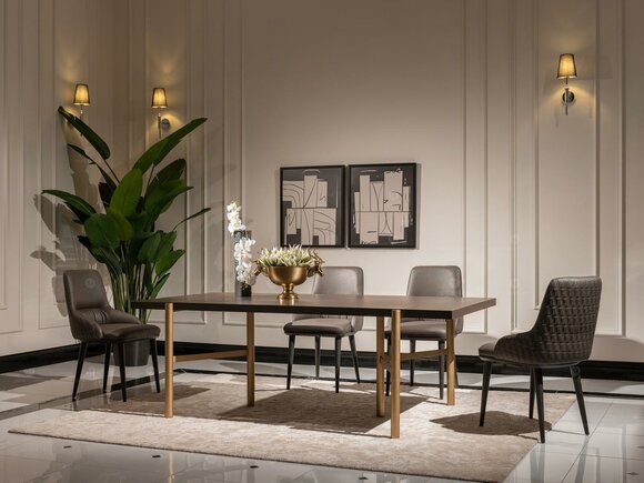 Dining set Dining area Dining room 7pcs Dining table Chairs Brown Dining room furniture