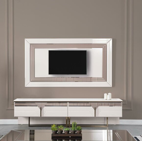 Wall unit TV stand wall panel RTV lowboard white wood sideboard modern