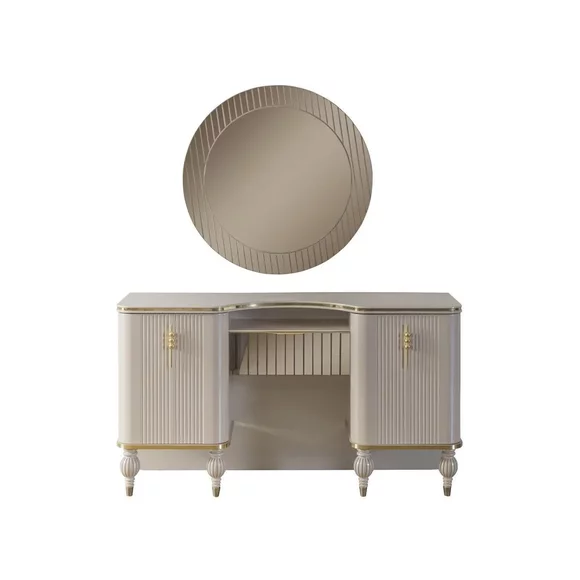 Beige dressing table Designer dressing table Cosmetic table mirror