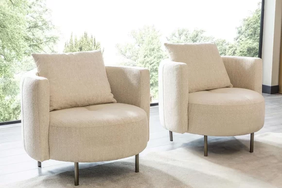 Beige textile armchair Designer club armchair Cocktail armchair