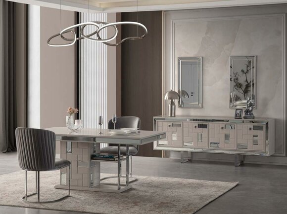 Complete Dining Room Dining Table White 2-piece Sideboard Dining Room Table Wood